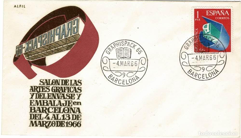 Sellos: Matasello. Graphispack 66. Barcelona. 4 de marzo 1966 - Foto 1