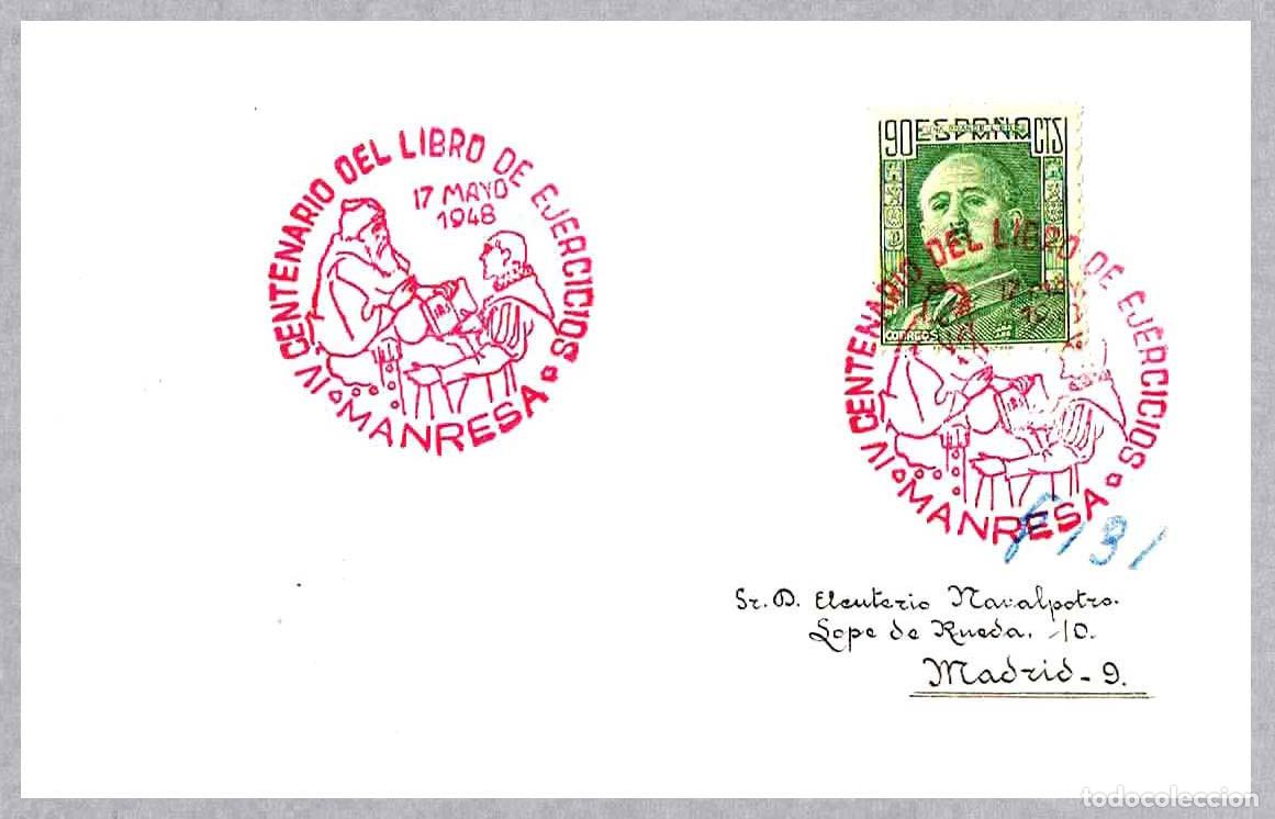 Sellos: Matasellos IV CENT. DEL LIBRO DE EJERCICIOS. Manresa, Barcelona 1948 - Foto 1
