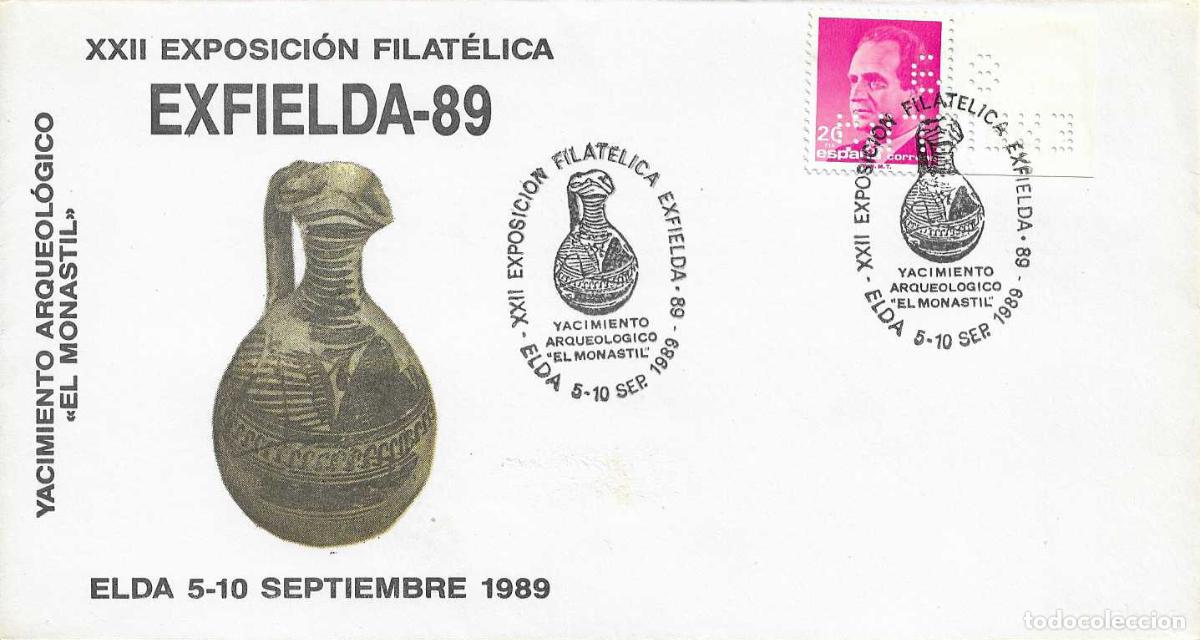 Stamps: RARO PERFORADO YACIMIENTO ARQUEOLOGICO EL MONASTIL ELDA (ALICANTE) 1989 MATASELLOS SOBRE PERFORACION