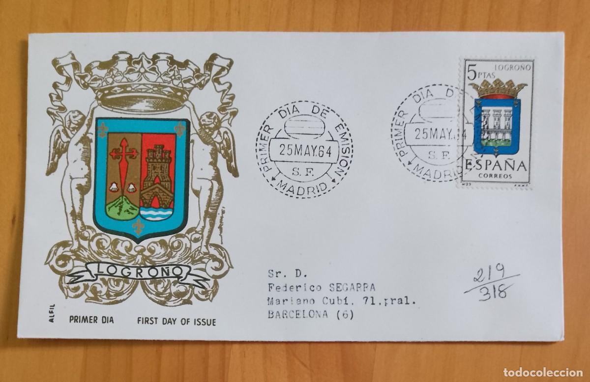 Sellos: ESPA&Ntilde;A - SOBRE PRIMER DIA- LOGRO&Ntilde;O - Foto 1