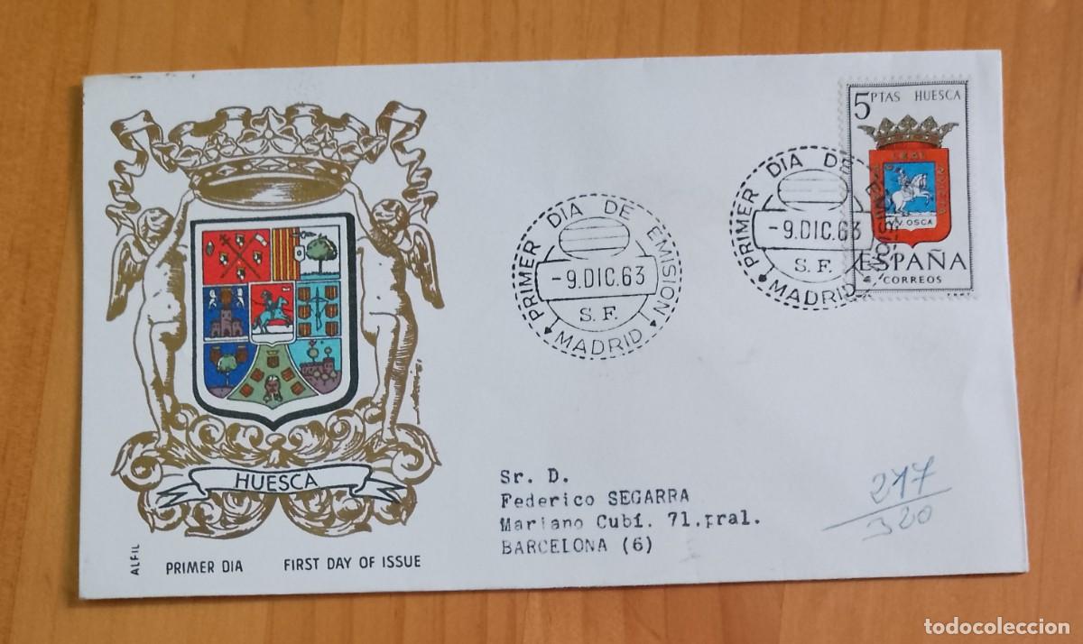 Sellos: ESPA&Ntilde;A - SOBRE PRIMER DIA - ESCUDOS, HUESCA. - Foto 1