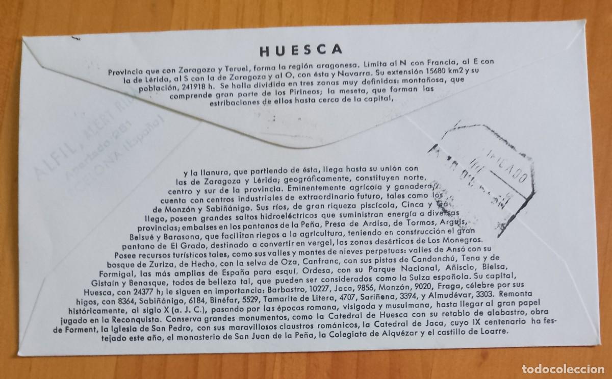 Sellos: ESPA&Ntilde;A - SOBRE PRIMER DIA - ESCUDOS, HUESCA. - Foto 2