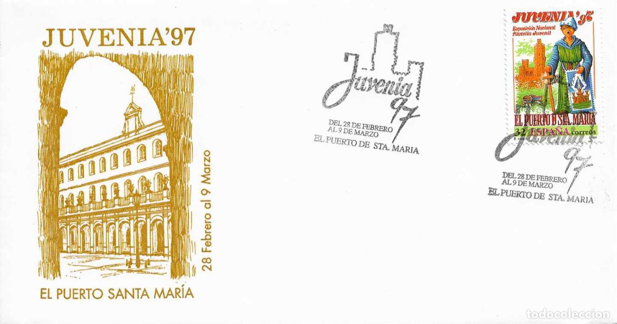 Sellos: COLEGIO SAN LUIS JUVENIA 97, EL PUERTO DE SANTA MARIA (CADIZ) 1997. MATASELLOS RARO SOBRE ILUSTRADO