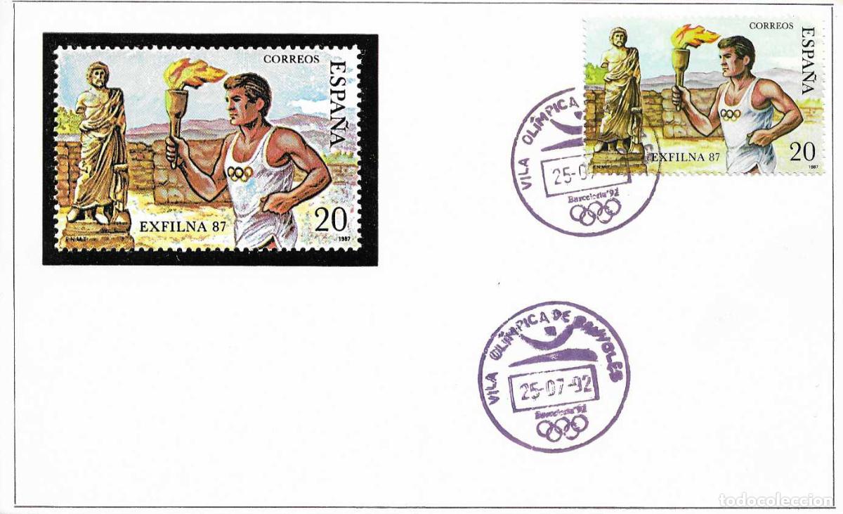 Sellos: 25 JULIO 1992 VILA OLIMPICA DE BANYOLES JUEGOS OLIMPICOS BARCELONA. RARO MATASELLOS EN TARJETA