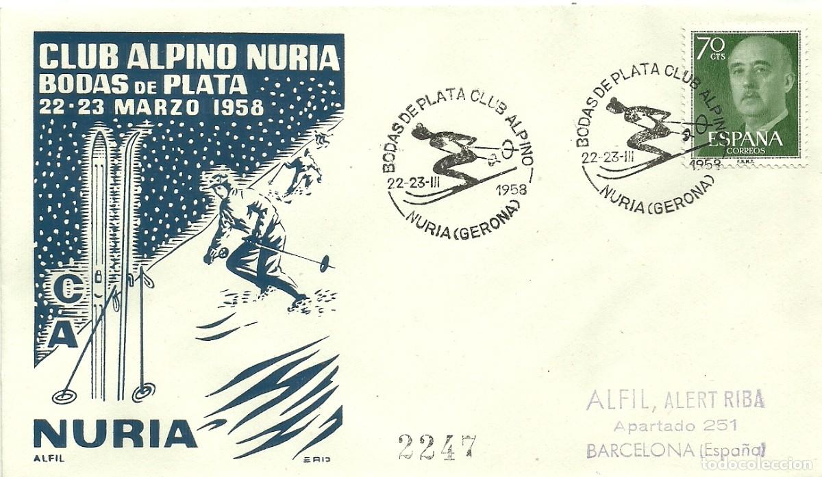 Briefmarken: Matasello. Bodas de plata club alpino Nuria. 22 marzo 1958