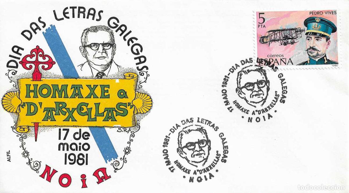 Sellos: HOMAXE A D'ARXELLAS DIA DAS LETRAS GALEGAS, NOIA (A CORU&Ntilde;A) 1981. RARO MATASELLOS SOBRE ALFIL MOD 2