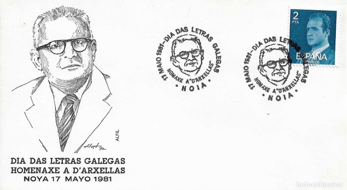 Sellos: HOMAXE A D'ARXELLAS DIA DAS LETRAS GALEGAS, NOIA (A CORU&Ntilde;A) 1981. RARO MATASELLOS SOBRE ALFIL MOD 1