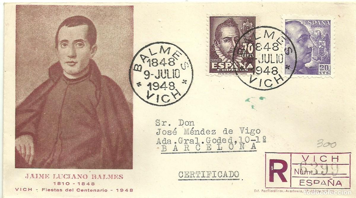Sellos: Matasellos. Balmes. Vich. 9 julio 1948 - Foto 1