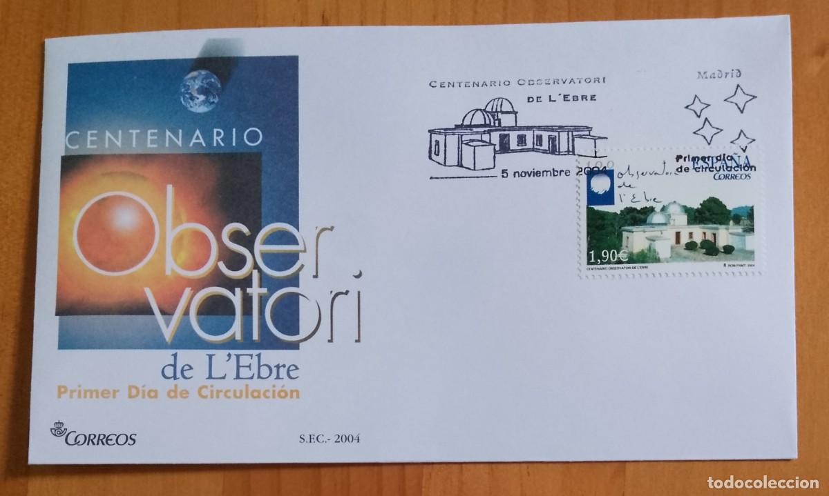 Sellos: ESPA&Ntilde;A, SOBRE PRIMER DIA - A&Ntilde;O 2004 - CENTENARIO OBSERVATORIO DE L&acute;EBRE. - Foto 1