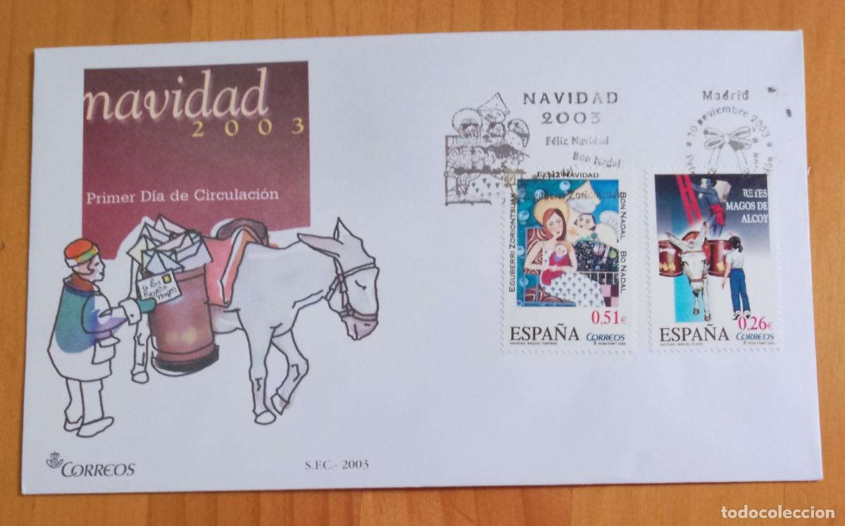 Sellos: ESPA&Ntilde;A, SOBRE PRIMER DIA - A&Ntilde;O 2003, NAVIDAD. - Foto 1