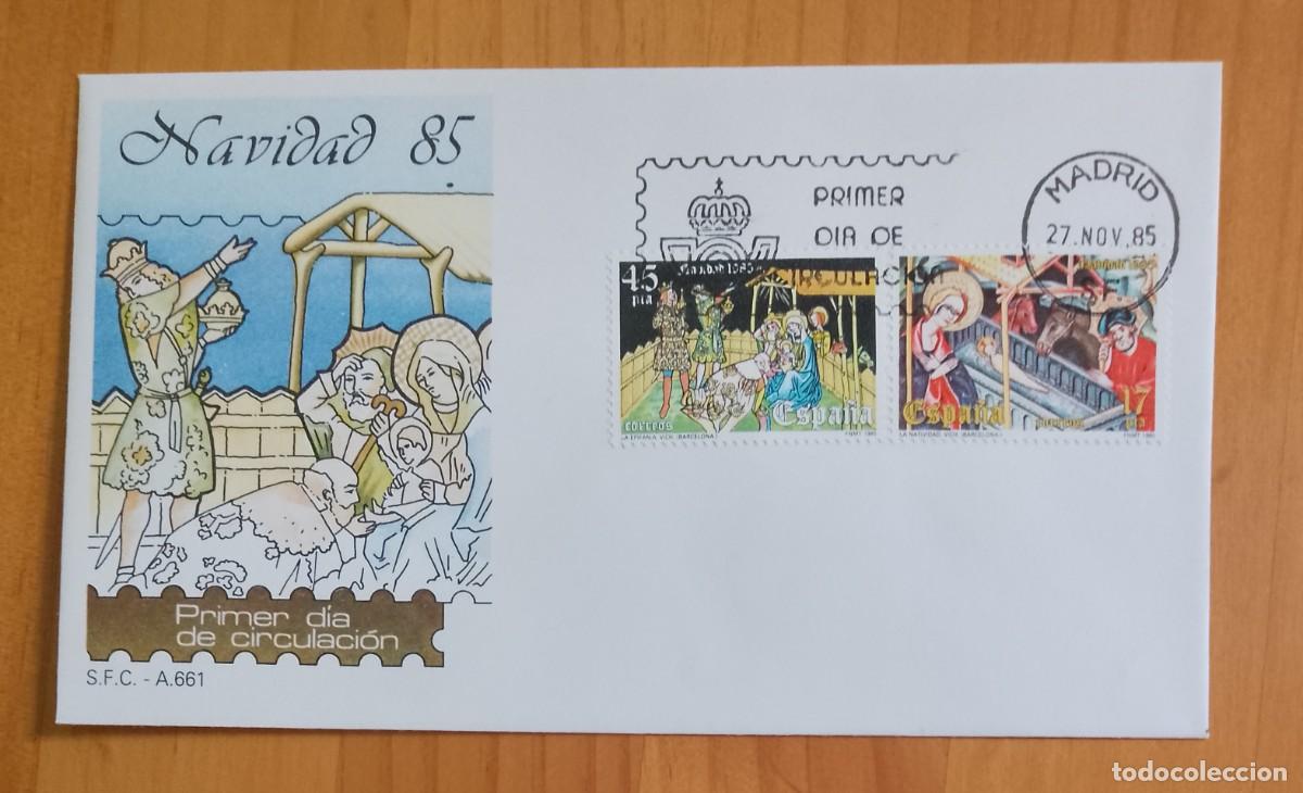 Sellos: ESPA&Ntilde;A, SOBRE PRIMER DIA - NAVIDAD 85 - Foto 1