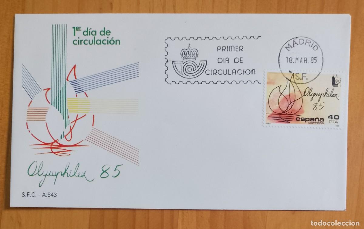 Sellos: ESPA&Ntilde;A, SOBRE PRIMER DIA - OLYMPHILEX 85 - Foto 1