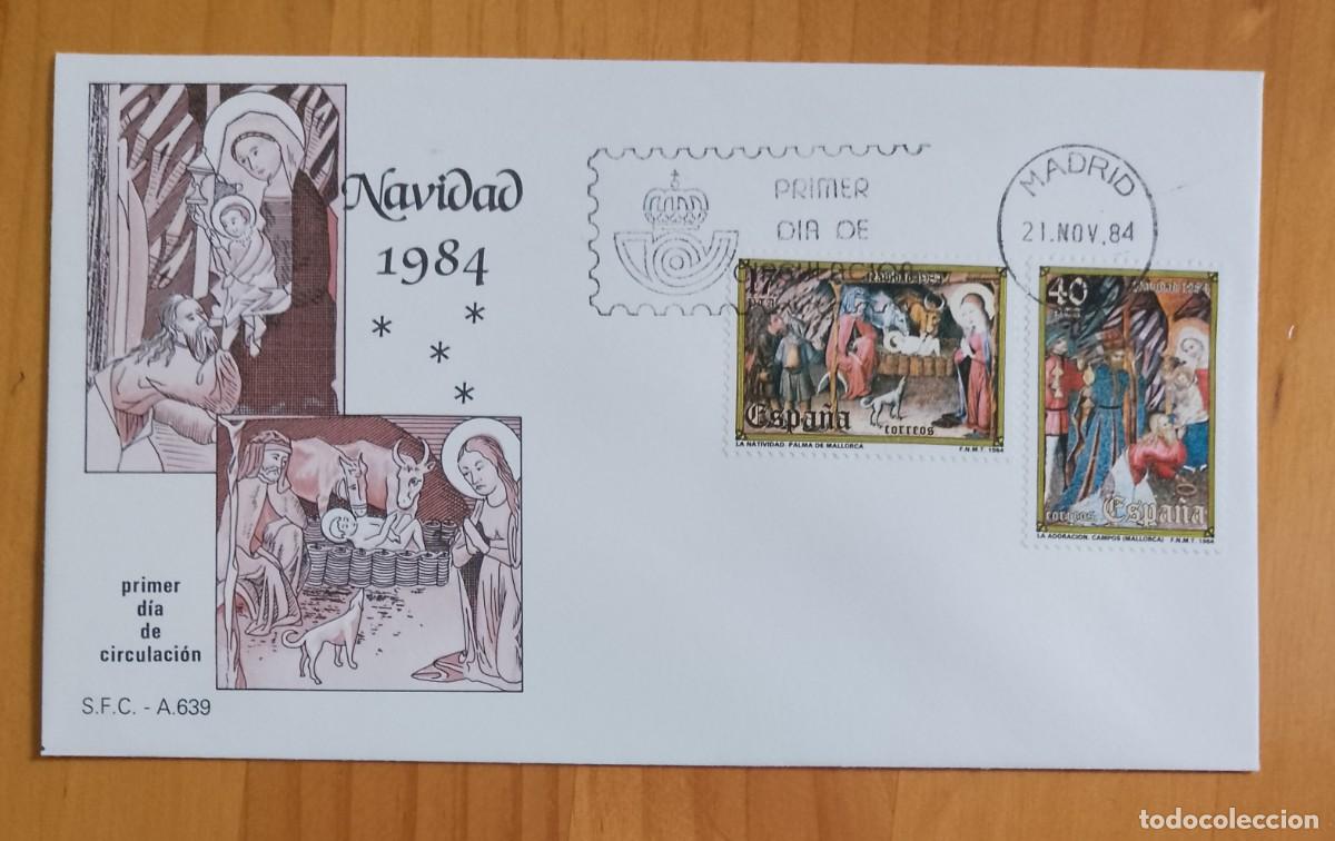 Sellos: ESPA&Ntilde;A, SOBRE PRIMER DIA - NAVIDAD 1984 - Foto 1
