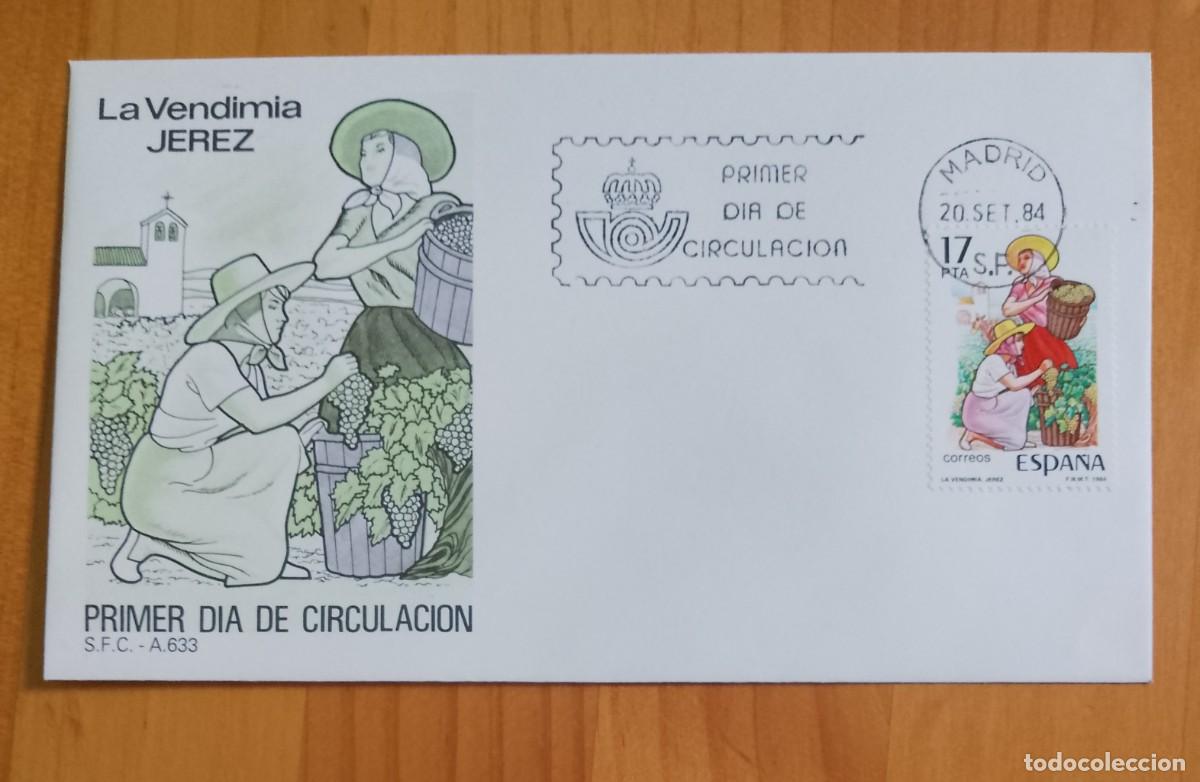 Sellos: ESPA&Ntilde;A, SOBRE PRIMER DIA - LA VENDIMIA, JEREZ. - Foto 1