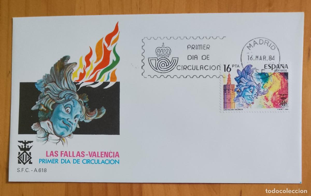 Sellos: ESPA&Ntilde;A, SOBRE PRIMER DIA - LAS FALLAS-VALENCIA, 1984 - Foto 1