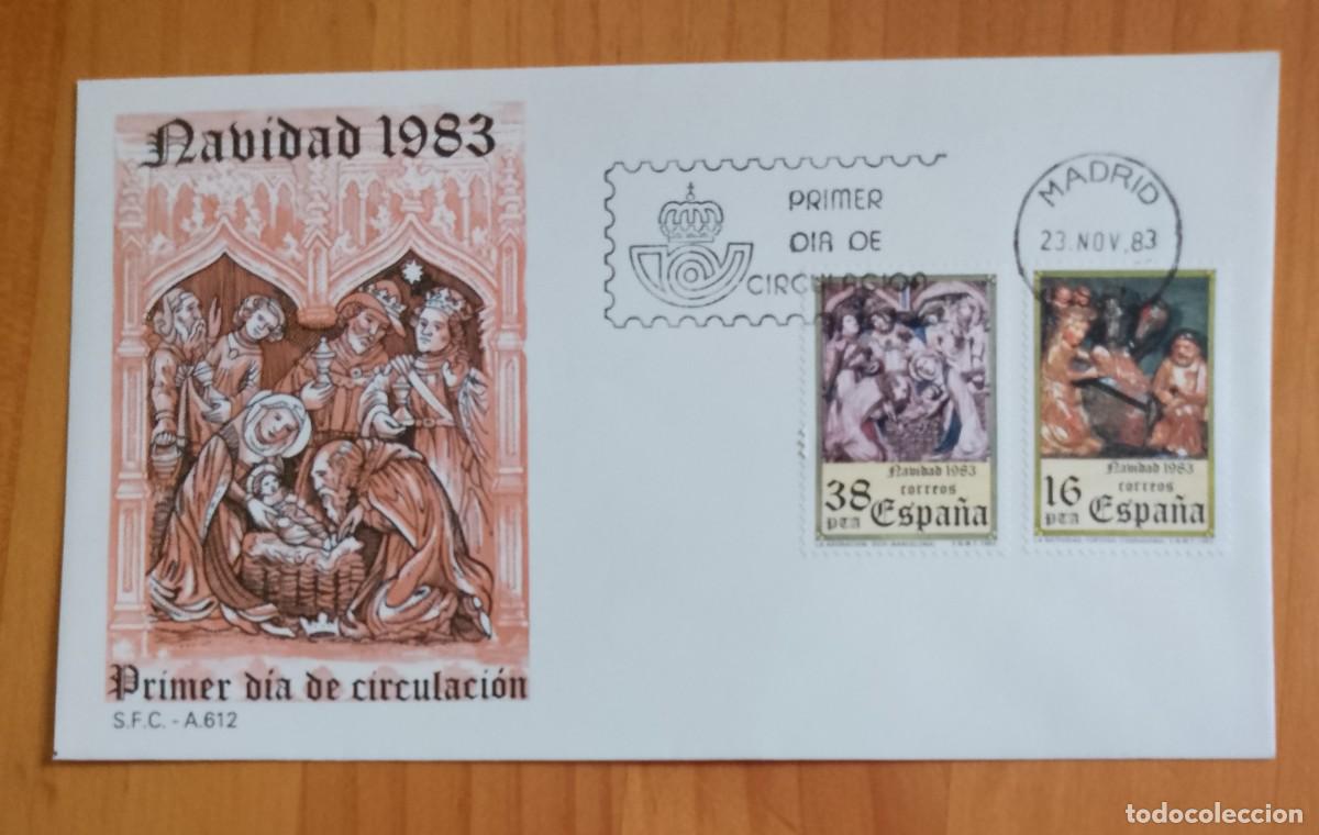 Sellos: ESPA&Ntilde;A, SOBRE PRIMER DIA - NAVIDAD 1983 - Foto 1