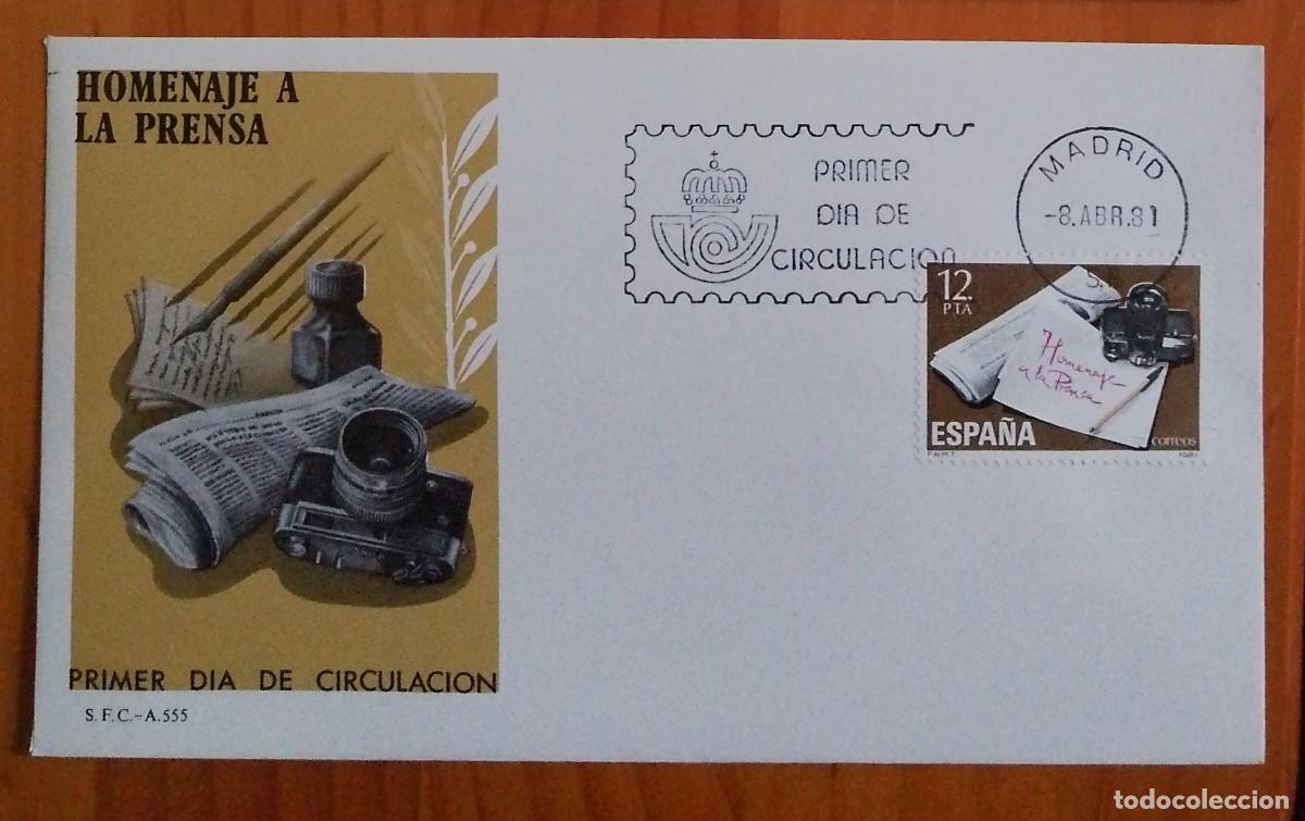 Sellos: ESPA&Ntilde;A, SOBRE PRIMER DIA - HOMENAJE A LA PRENSA 1981 - Foto 1