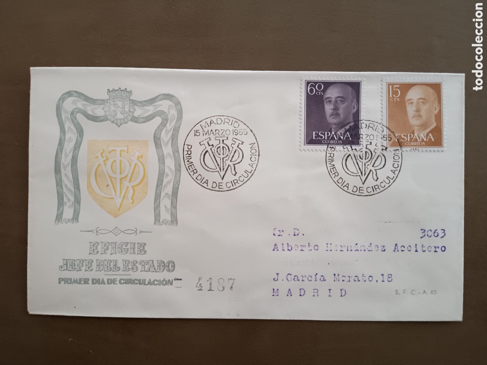 Francobolli: EFIGIE JEFE DE ESTADO - 15 MARZO 1955 - CIRCULADO