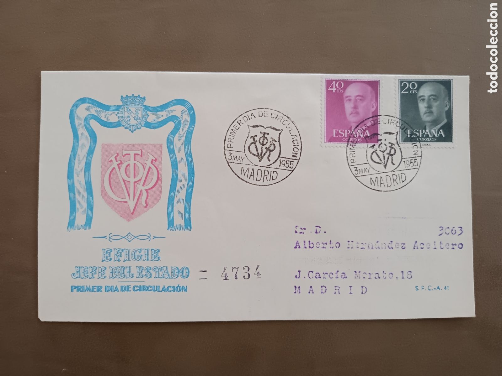 Francobolli: EFIGIE JEFE DE ESTADO - 3 MAYO 1955 - CIRCULADO