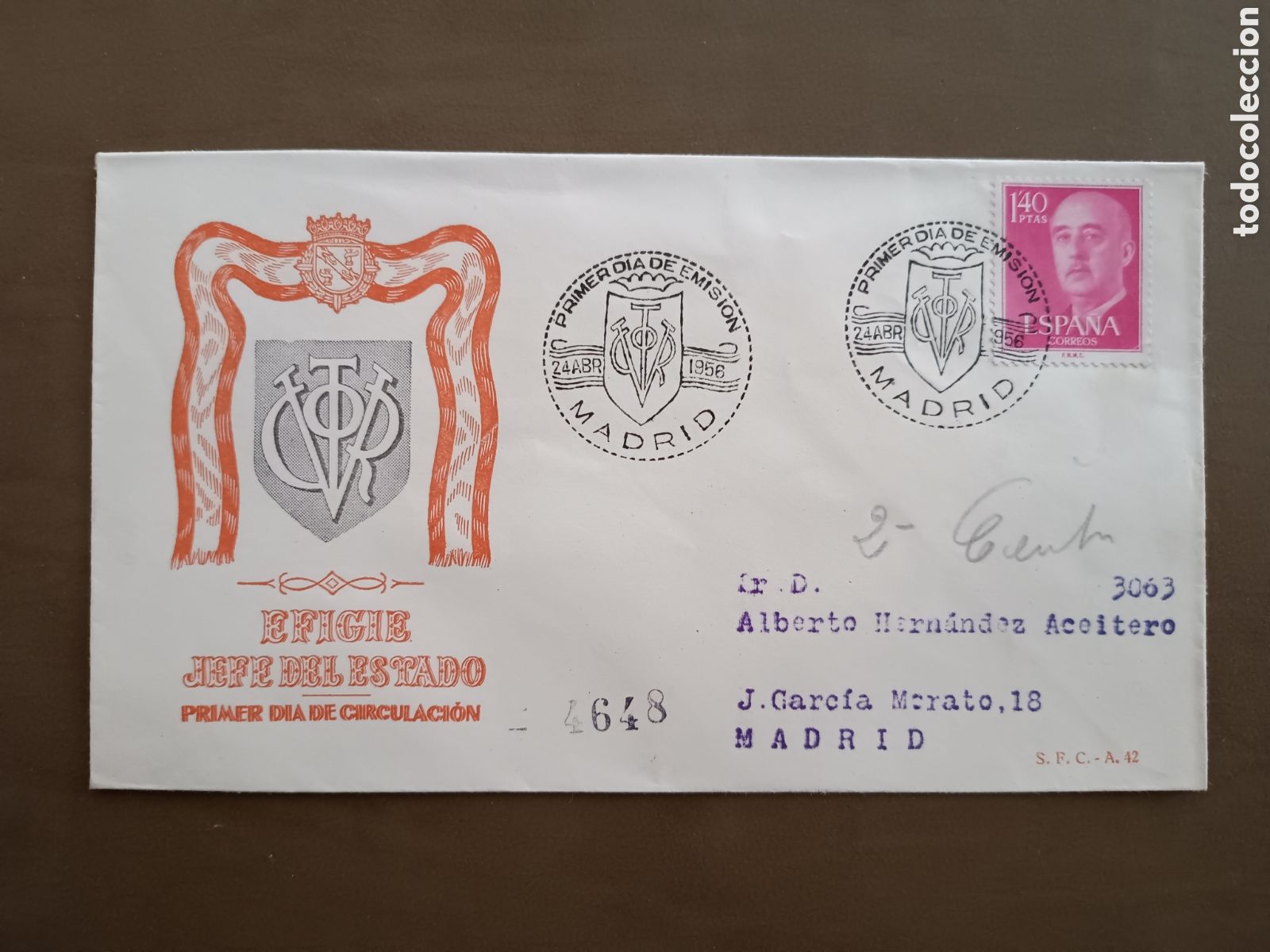 Francobolli: EFIGIE JEFE DE ESTADO - 24 ABRIL 1956 - CIRCULADO