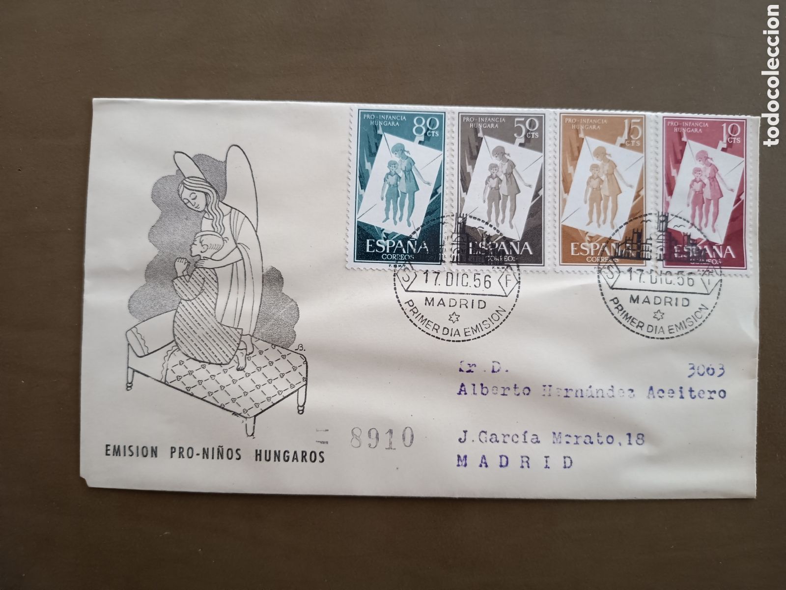 Francobolli: EMISI&Oacute;N PRO NI&Ntilde;OS H&Uacute;NGAROS - 17 DICIEMBRE 1956 - CIRCULADO