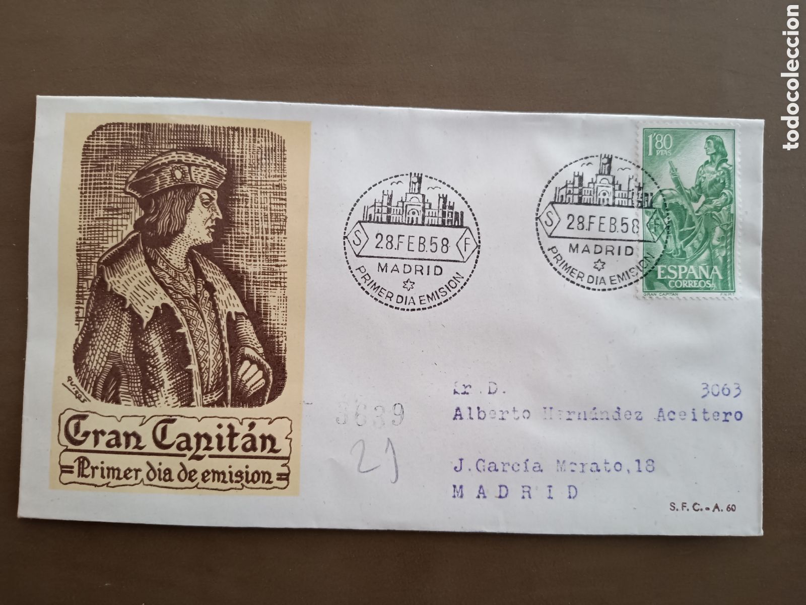 Sellos: GRAN CAPIT&Aacute;N - 28 FEBRERO 1958 - CIRCULADO