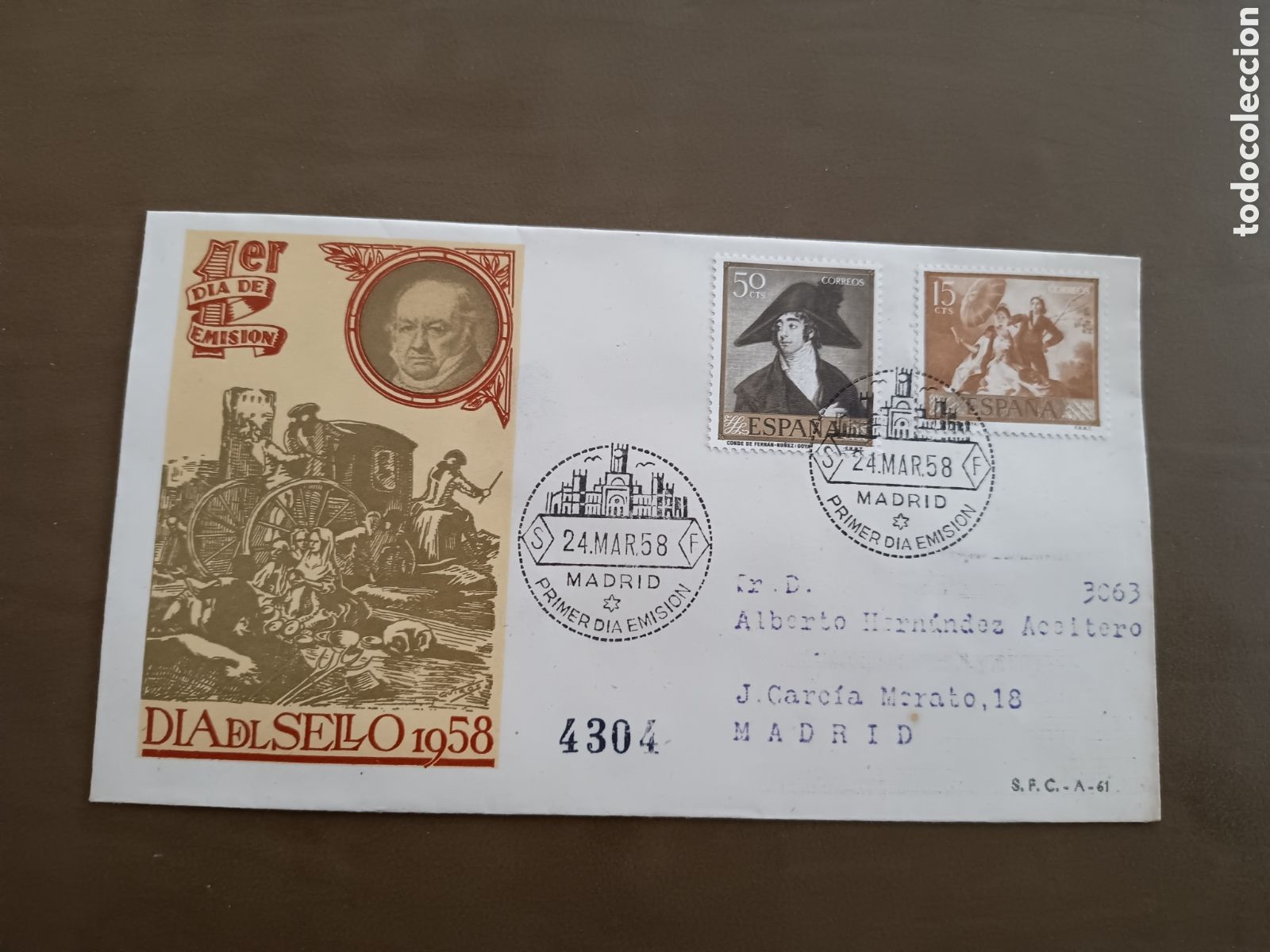 Francobolli: D&Iacute;A DEL SELLO - 24 MARZO 1958 - CIRCULADO