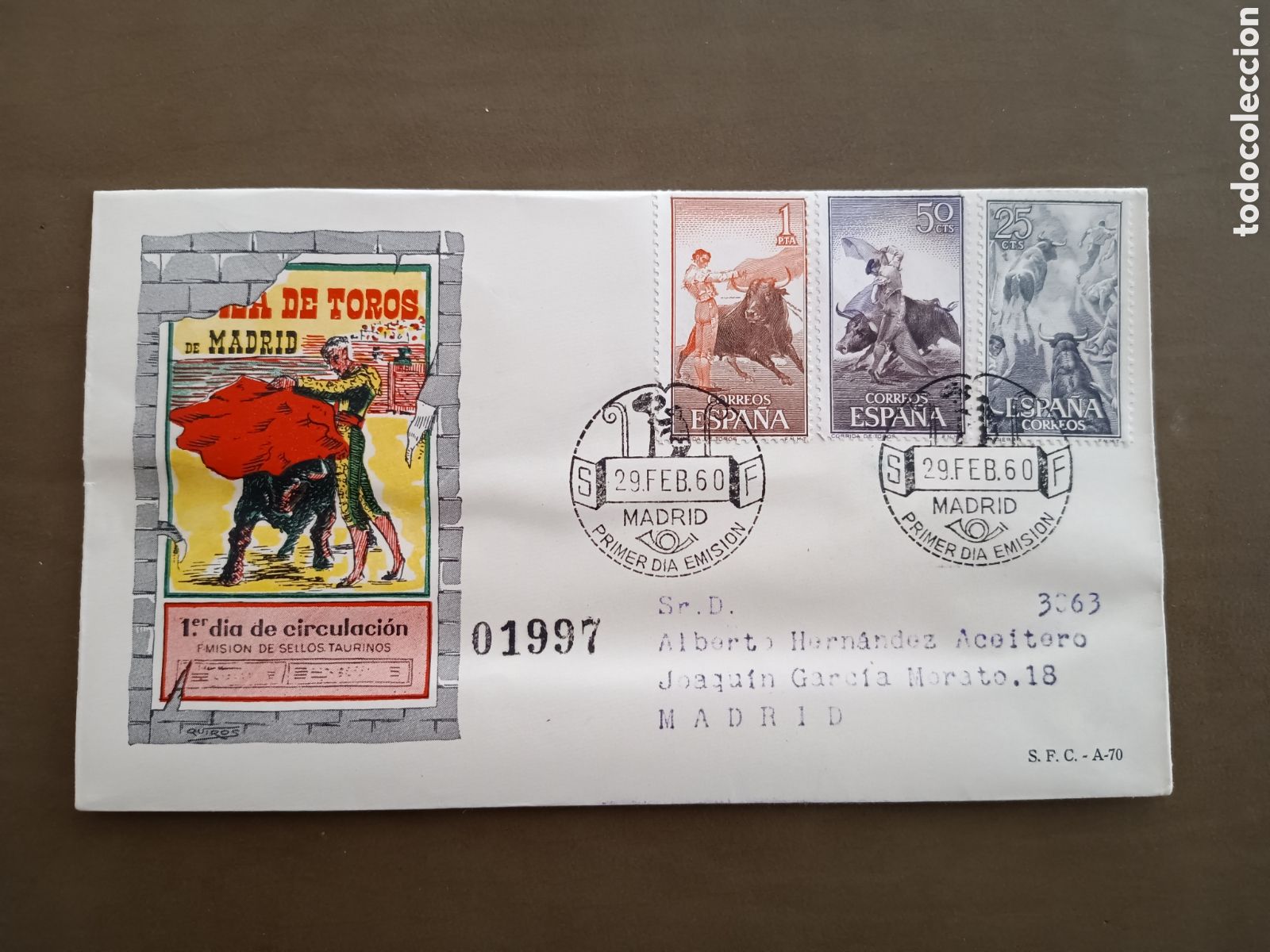 Sellos: EMISI&Oacute;N SELLOS TAURINOS - 29 FEBRERO 1960 - CIRCULADO