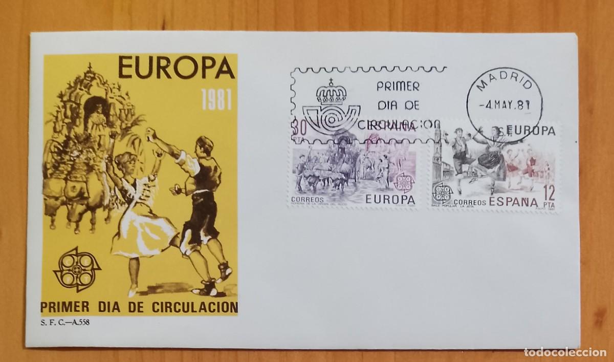 Sellos: ESPA&Ntilde;A, SOBRE PRIMER D&Iacute;A - EUROPA 1981 - Foto 1