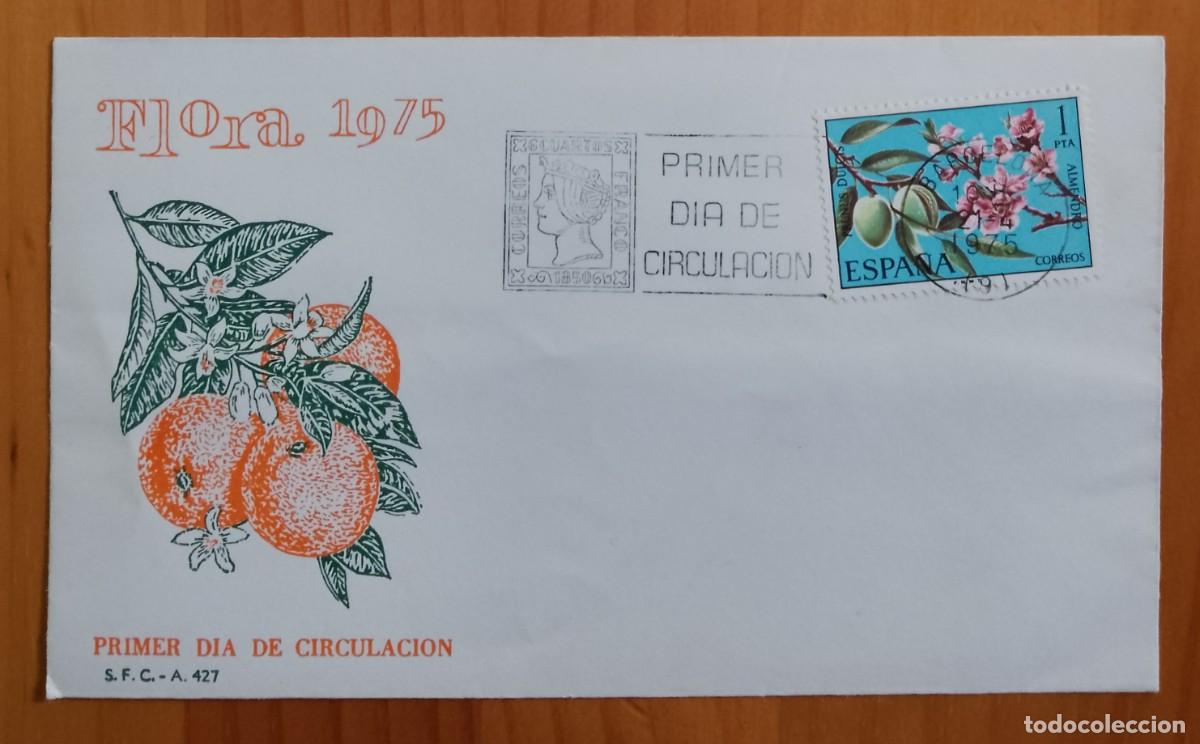 Sellos: ESPA&Ntilde;A, SOBRE PRIMER D&Iacute;A - FLORA 1975. - Foto 1