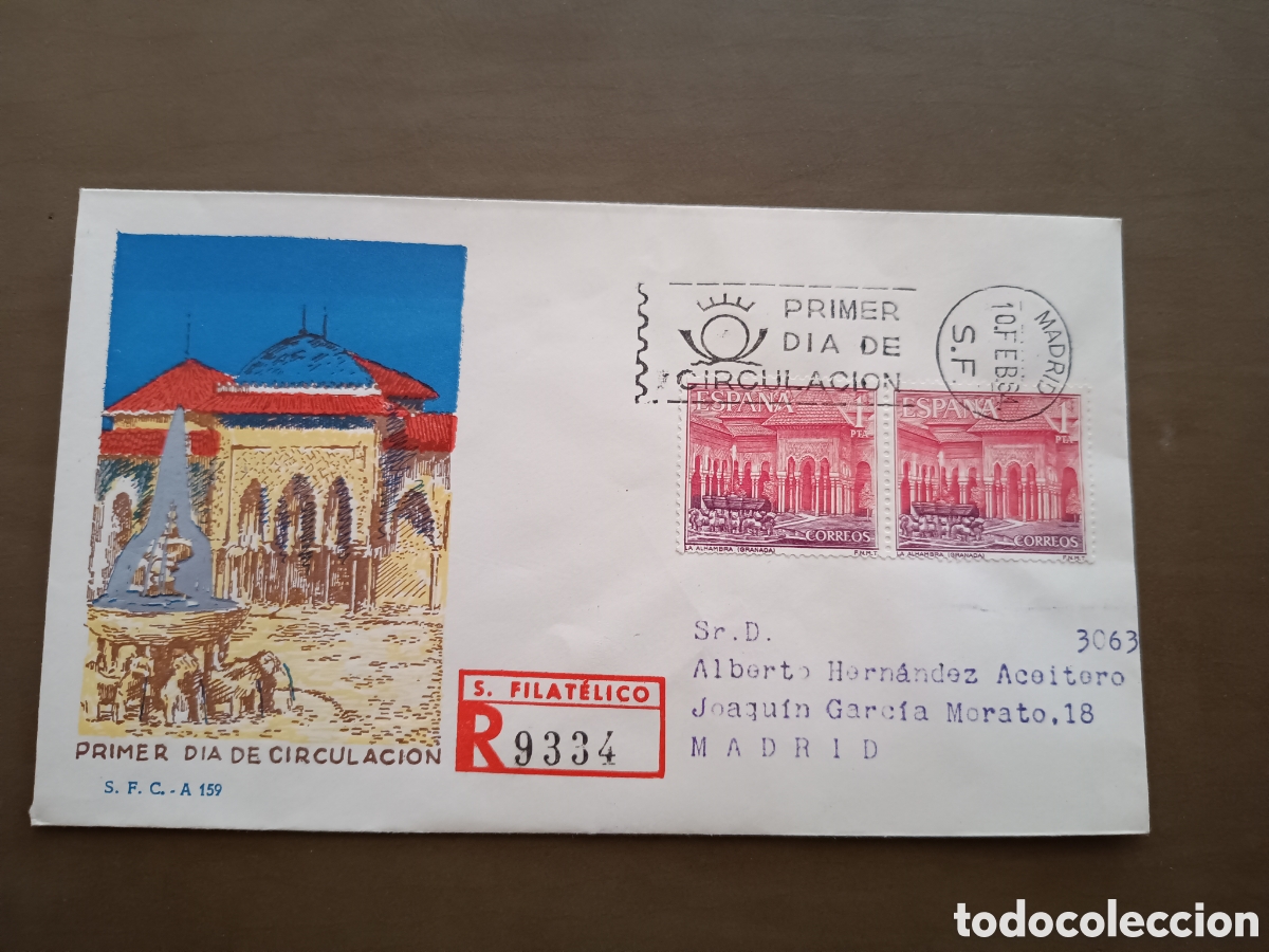 Sellos: LA ALHAMBRA - GRANADA - 10 FEBRERO 1964 - CIRCULADO
