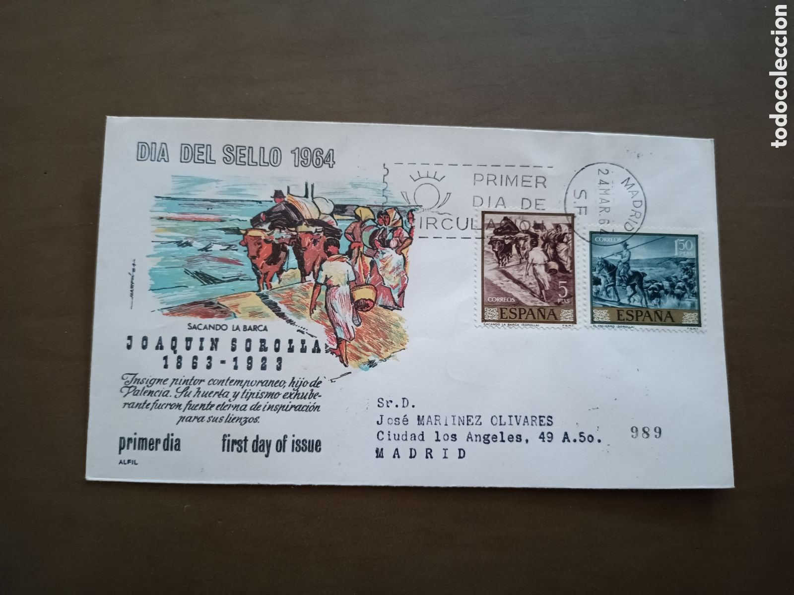 Sellos: DIA DEL SELLO - SOROLLA - 24 MARZO 1964 - CIRCULADO