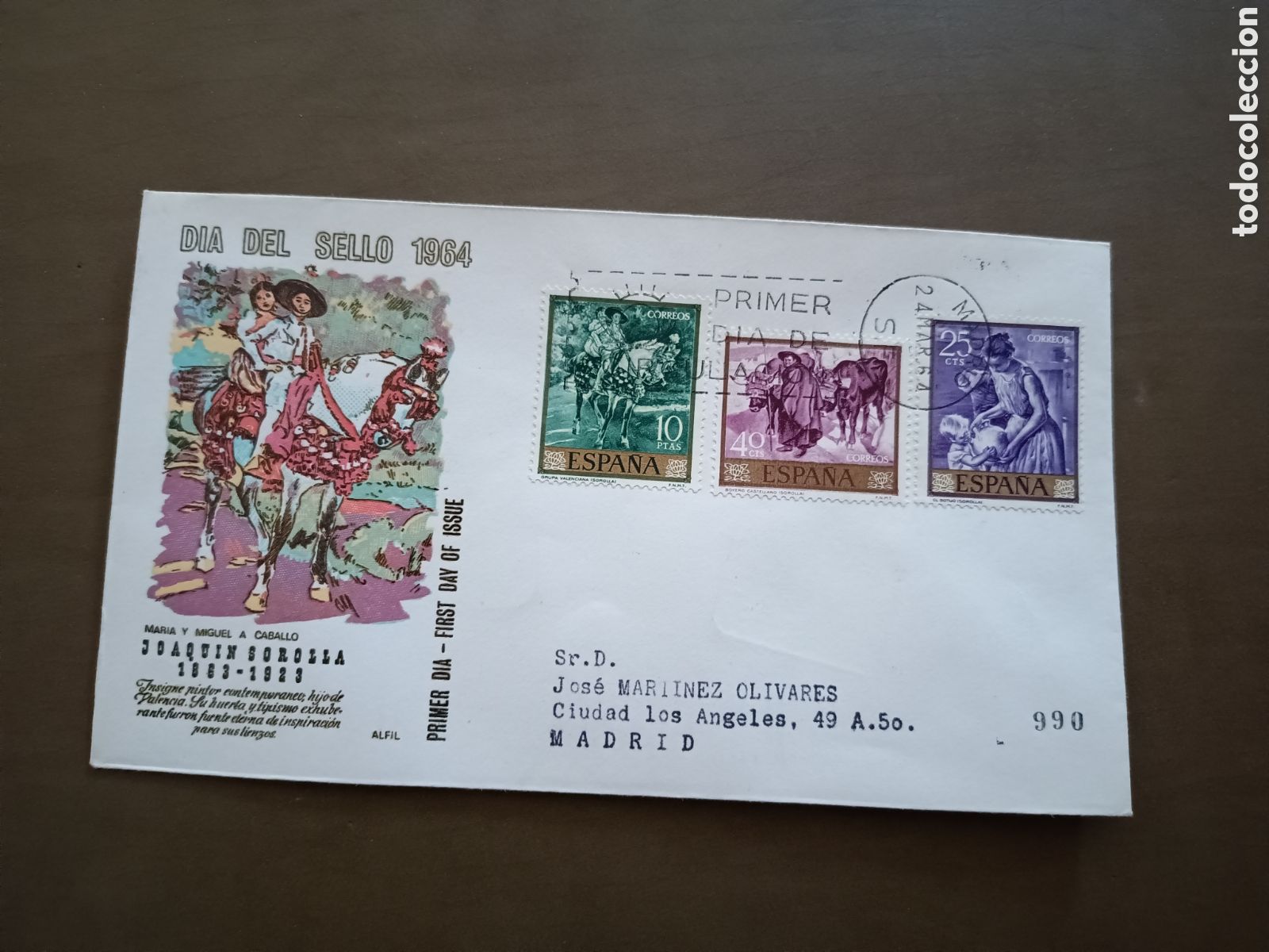 Sellos: DIA DEL SELLO - SOROLLA - 24 MARZO 1964 - CIRCULADO