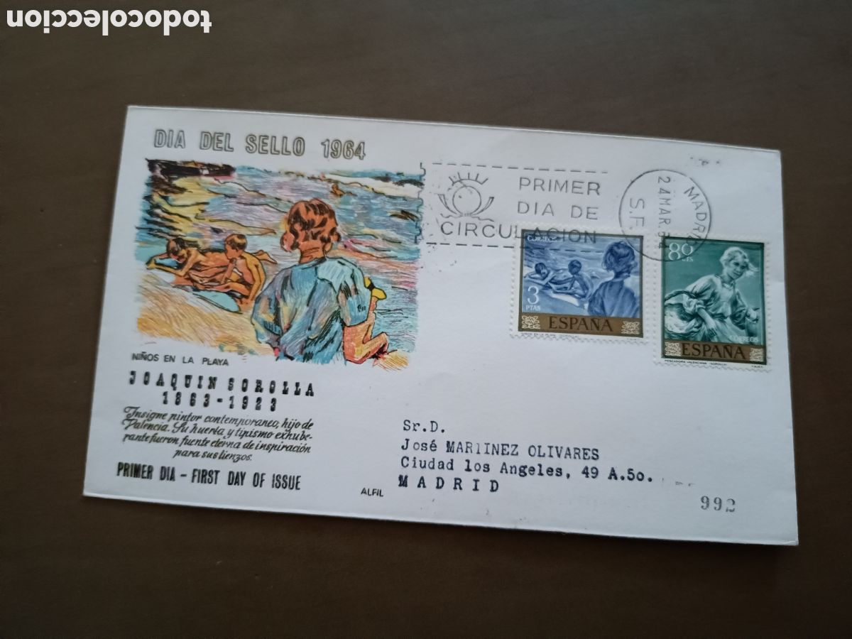 Sellos: DIA DEL SELLO - SOROLLA - 24 MARZO 1964 - CIRCULADO