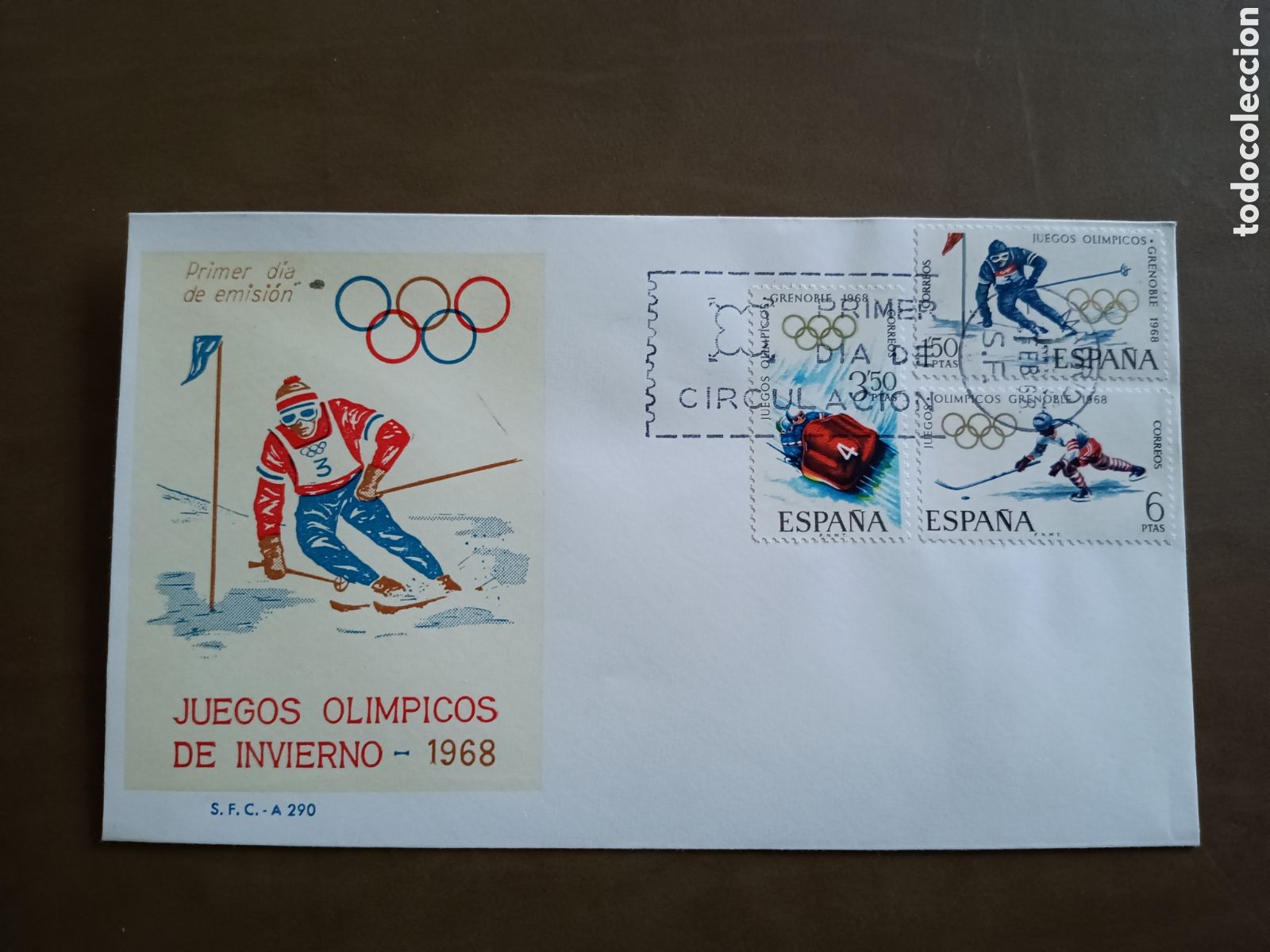 Sellos: JUEGOS OL&Iacute;MPICOS DE INVIERNO - 6 FEBRERO 1968