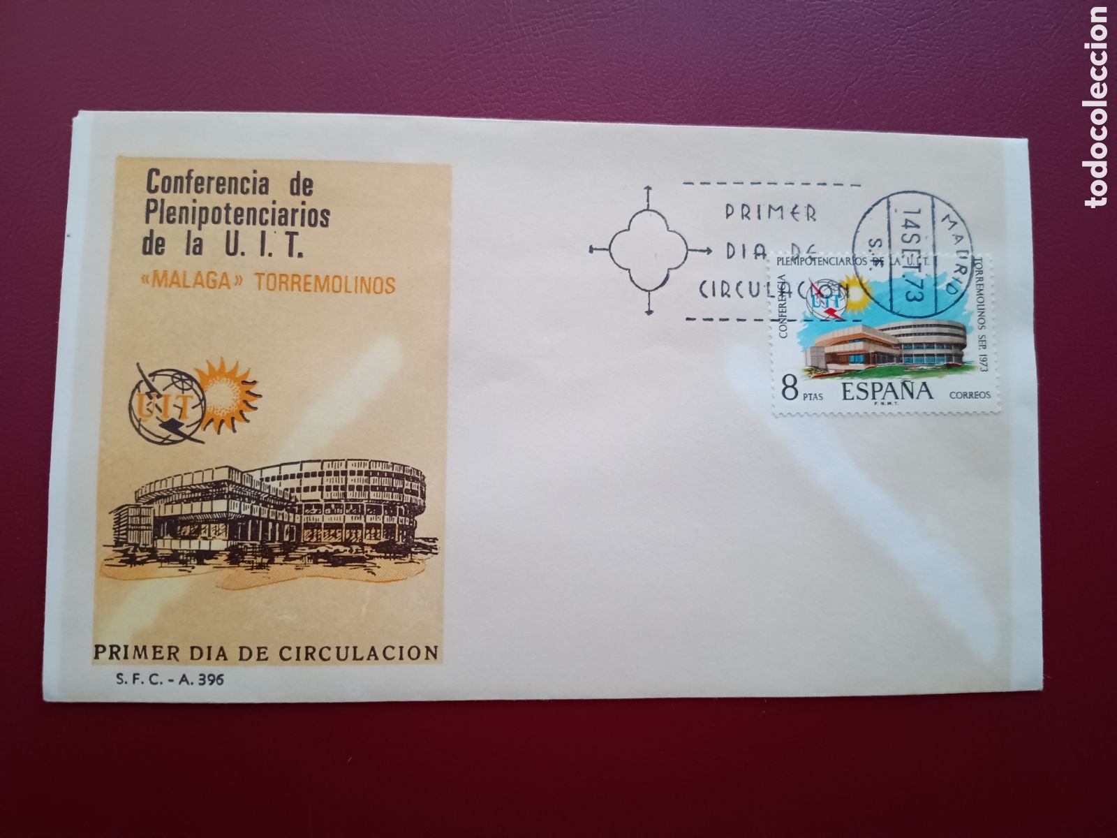Sellos: CONFERENCIA DE PLENIPOTENCIARIOS DE LA UIT - M&Aacute;LAGA - TORREMOLINOS - 14 SEPTIEMBRE 1973