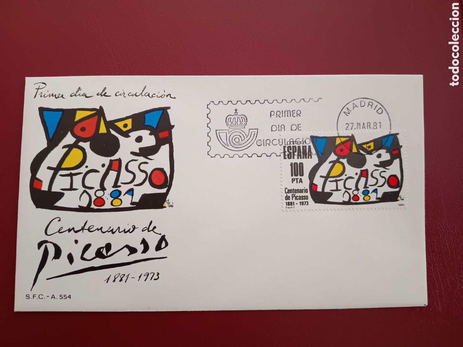 Sellos: CENTENARIO PICASSO - 27 MARZO 1981 - Foto 1