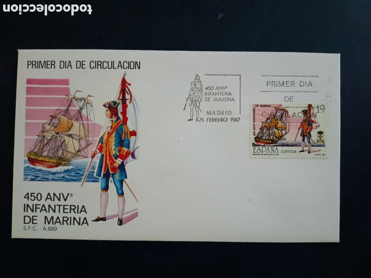 Sellos: 450 ANIVERSARIO INFANTER&Iacute;A DE MARINA - 25 FEBRERO 1987