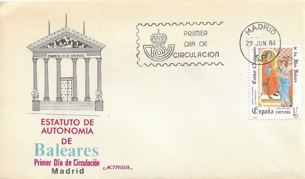 Selos: ESTATUTO DE AUTONOMIA DE BALEARES 1984 (EDIFIL 2739) EN SPD DE ACTPHILA MATASELLOS MADRID