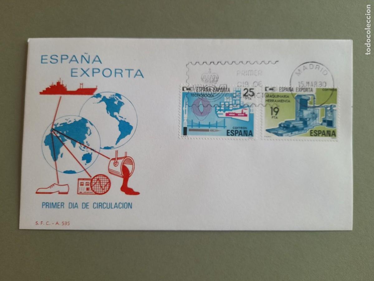 Sellos: Sobre primer d&iacute;a espa&ntilde;a exporta 1980 - Foto 1