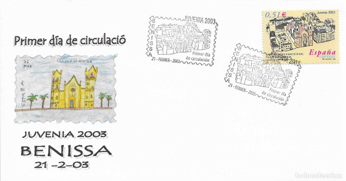 Stamps: CATEDRAL DE LA MARINA JUVENIA 2003 (EDIFIL 3961) EN SPD ILUSTRADO MATASELLOS BENISSA (ALICANTE) RARO
