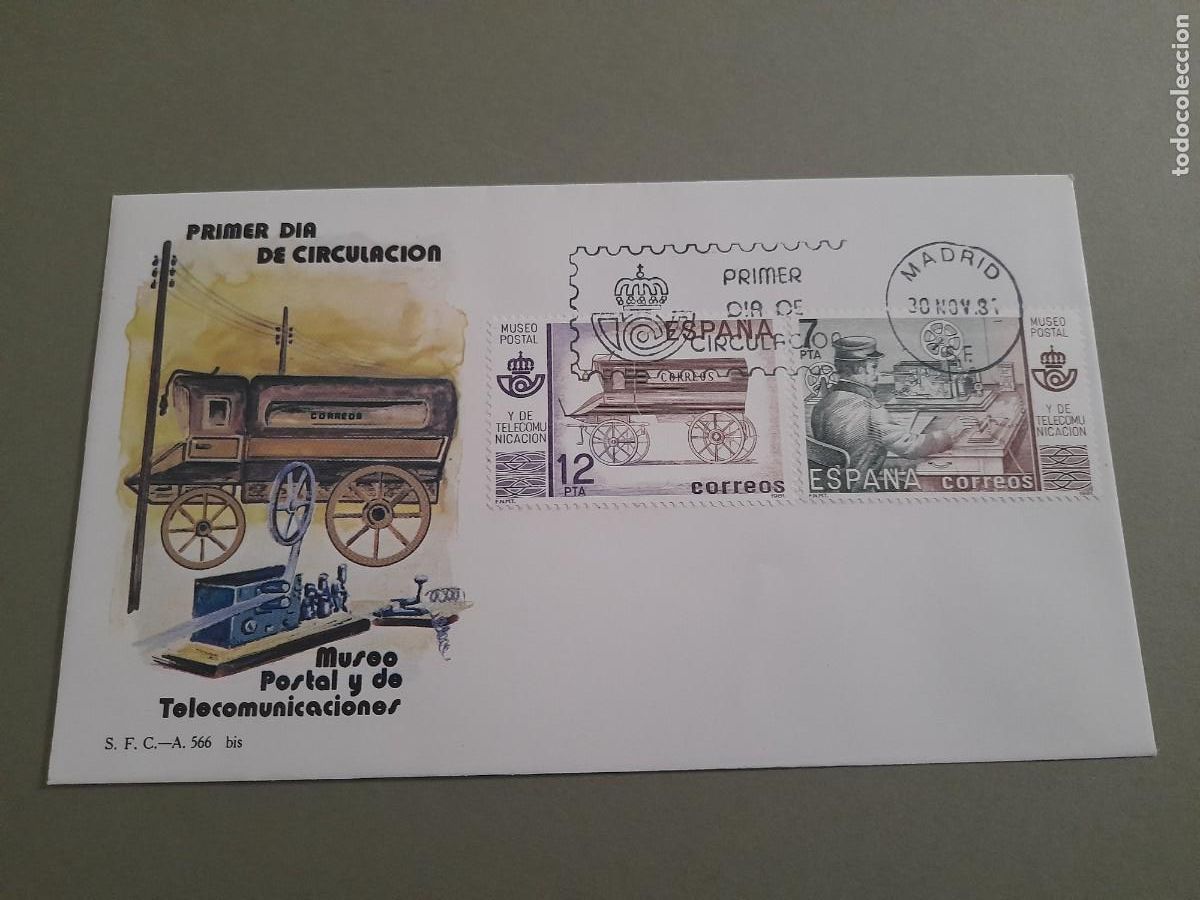 Sellos: Sobre primer d&iacute;a museo postal y de telecomunicaciones 1981 - Foto 1