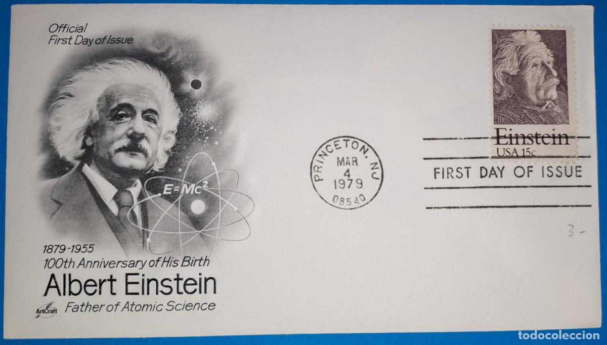 Sellos: FDC primer dia de emisi&oacute;n. EEUU. Einstein - Foto 1