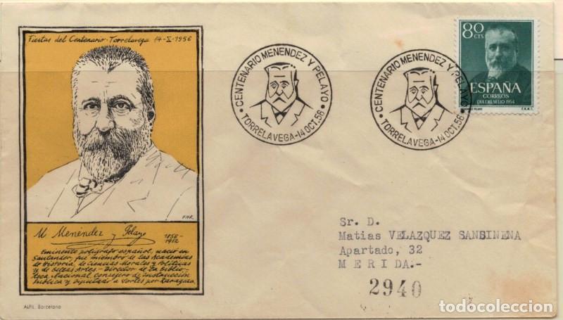 Sellos: FA5307. 1956, Correspondencia circulada de Torrelavega a Merida - Foto 1