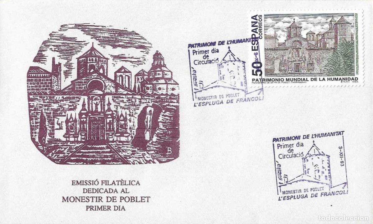Sellos: MONASTERIO POBLET PATRIMONIO MUNDIAL HUMANIDAD 1993 (EDIFIL 3276) SPD DEL MONASTERIO VER DORSO RARO