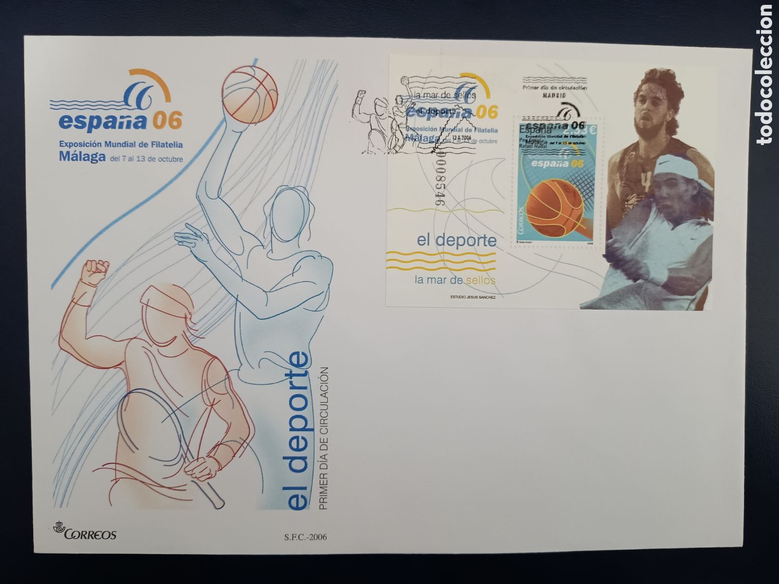 Stamps: SOBRE PRIMER D&Iacute;A - EXPOSICI&Oacute;N MUNDIAL FILATELIA - EL DEPORTE - 12 DE OCTUBRE DE 2006
