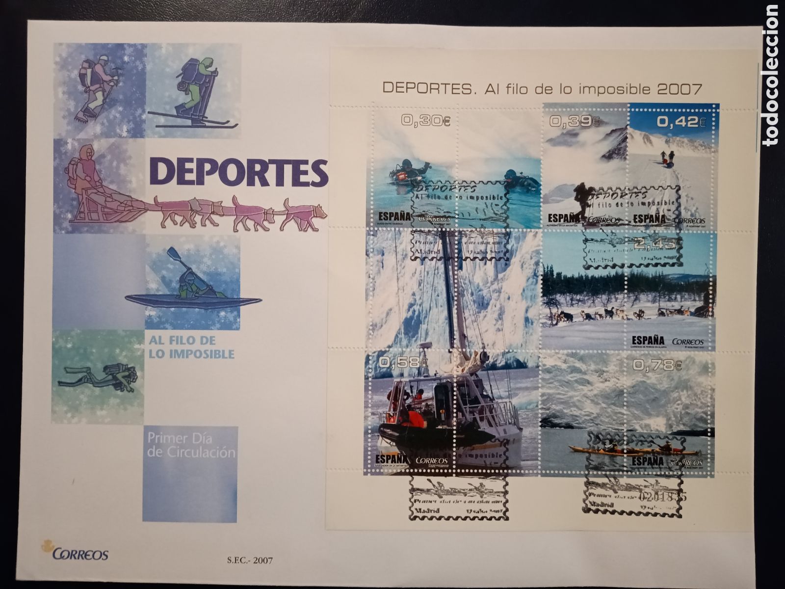 Selos: SOBRE PRIMER D&Iacute;A - DEPORTES - AL FILO DE LO IMPOSIBLE - 19 DE JULIO DE 2007