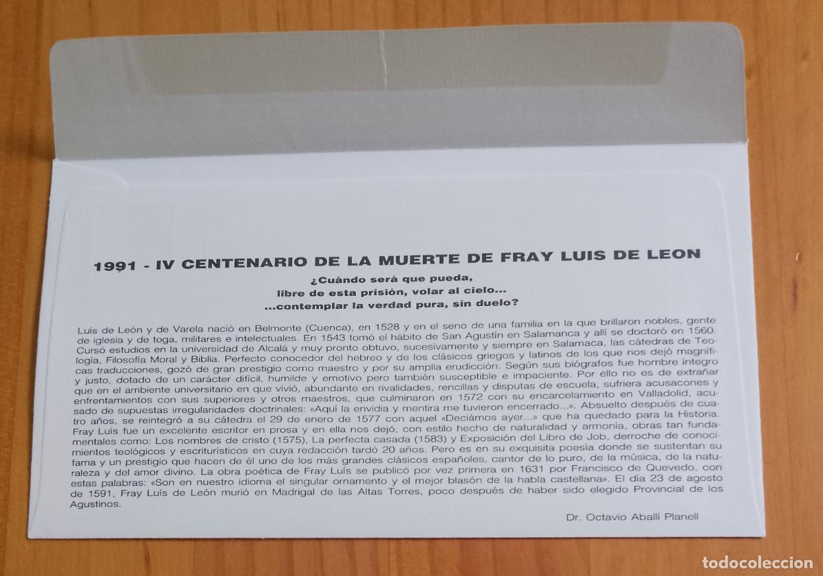 Sellos: SOBRE PRIMER DIA - FRAY LUIS DE LE&Oacute;N - Foto 2