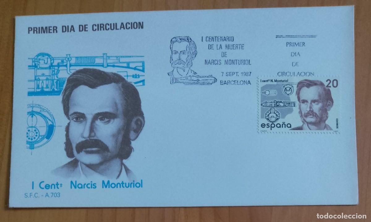 Sellos: SOBRE PRIMER DIA - I CENT&ordm; NARCIS MONTURIOL - Foto 1
