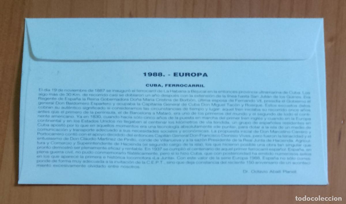 Sellos: SOBRE PRIMER DIA - EUROPA 88, CEPT. - Foto 2